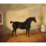 Albert Clark (British 1821-1909) A bay hunter in a stable; A dark bay hunter in a stable Oil on