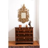 A William & Mary olivewood and walnut oyster veneered chest of drawers, circa 1690, the crossbanded