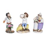 A Russian porcelain model of a harvester, mid 19th century, ....cypher mark, 11cm high; another of