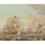 H. Swatzyn (Continental School, circa 1800) Two shipping scenes with a galleon firing a broad side