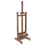 An oak and elm adjustable artists easel, by Young, London, late 19th/ early 20th century, of