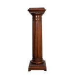 A Victorian stained oak and marble mounted columnar pedestal, third quarter 19th century, the rouge