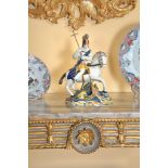 A Staffordshire pearlware group of St George and the Dragon of Pratt family type , circa 1800,