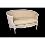 A pale blue painted settee or canape , in Louis XVI style, late 19th/ early 20th century, the