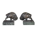 Theodore Ullman, (Austrian, fl. early 20th century), a pair of bronze bookends in the form of Bison