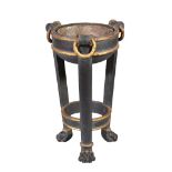 A patinated and parcel gilt metal jardiniere stand or torchere, in George III style , 19th century,