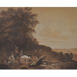 Continental School (18th century) The Hunting Party Sepia and brown ink 24 x 28cm (9 1/2 x 11in.)