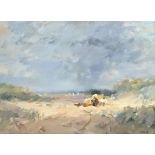 δ John Birman (20th century) Among the dunes Oil on board Signed, lower right and inscribed with