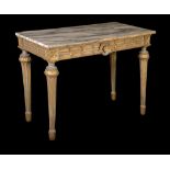 A pair of Italian grey painted and parcel-gilt pier tables , late 18th century, the rectangular