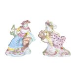 Two Vauxhall porcelain figures of women , circa 1755, one with a cornucopia of flowers and fruit,