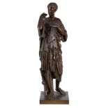 A Continental patinated bronze model of the Diana of Gabii, late 19th century, cast after the