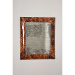 Ω A George III tortoiseshell framed mirror, circa 1800, the rectangular plate within the moulded