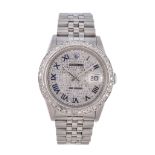 Rolex, Datejust, ref. 16220, a stainless steel and aftermarket diamond set bracelet wristwatch, no.