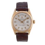 Ω Rolex, Oyster Perpetual Day-Date, ref. 1803, an 18 carat gold wristwatch, no. 3018781, circa 1972,