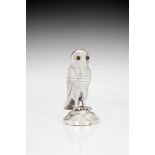 A Continental silver model of an owl, import mark for London 1912, sponsor's mark of Berthold