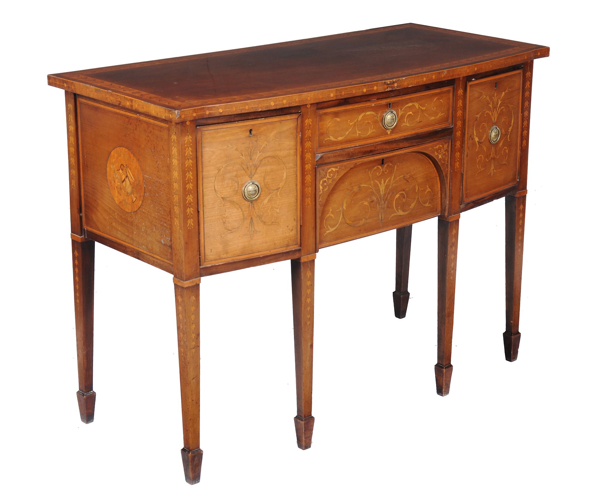 A George III mahogany and inlaid sideboard , early 19th century, of bowfront outline, in the manner - Image 2 of 2