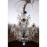 A Continental glass ten branch chandelier in Louis XV taste , 20th century, with pendant drops,