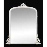 A white painted overmantel mirror in mid-Victorian style , of recent manufacture, of large