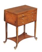 Ω A Regency rosewood and satinwood banded work/writing table , circa 1815, the rectangular top with