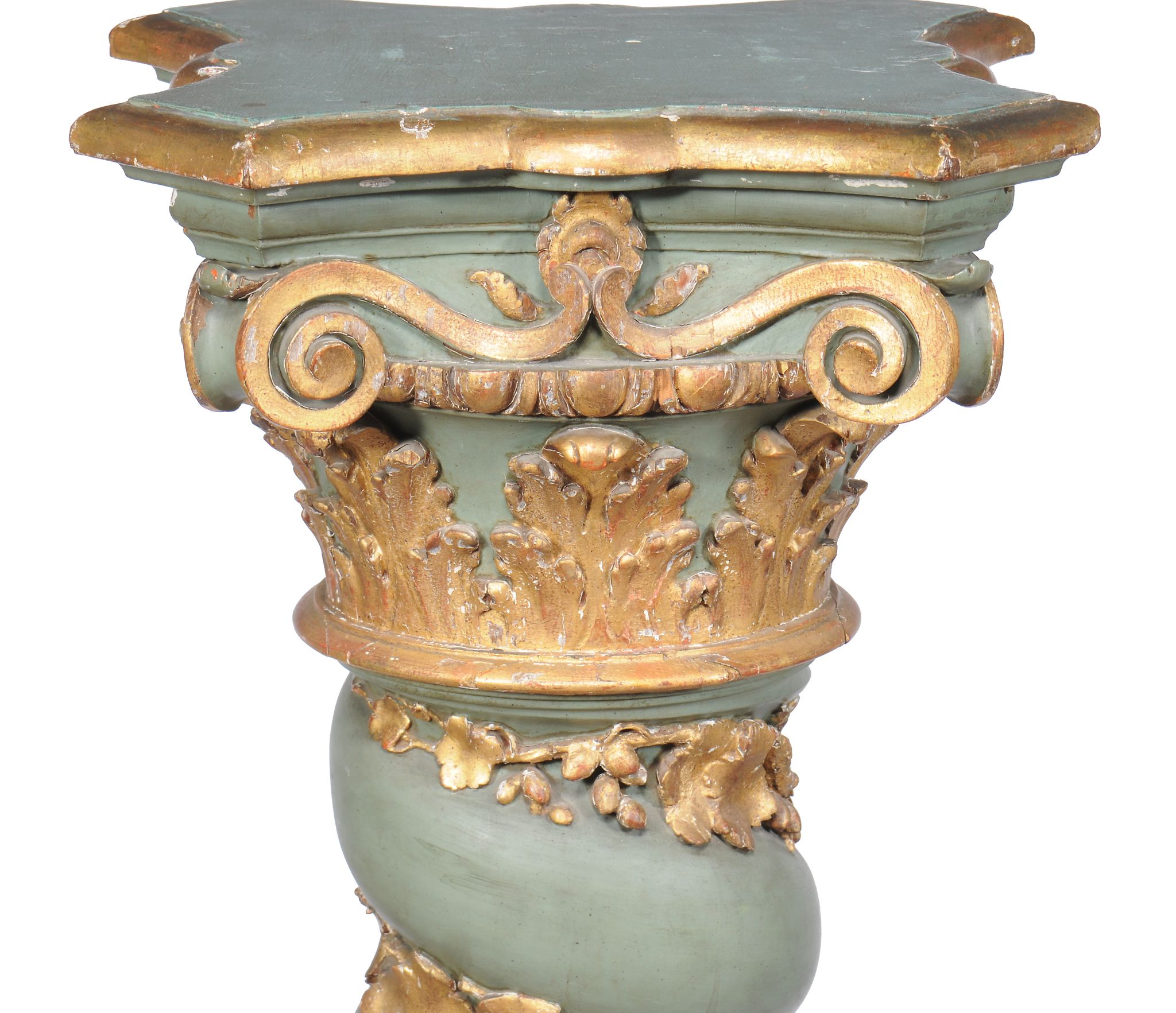 Italianate Column An Italianate green painted and parcel gilt pedestal column , late 19th ...