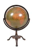A lacquered metal mounted table globe, L.J. Hammett & Co. Boston/New York , circa 1920, with paper