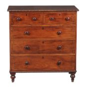 A George IV hardwood chest of drawers, circa 1825, of colonial interest, 112cm high, 104cm wide,