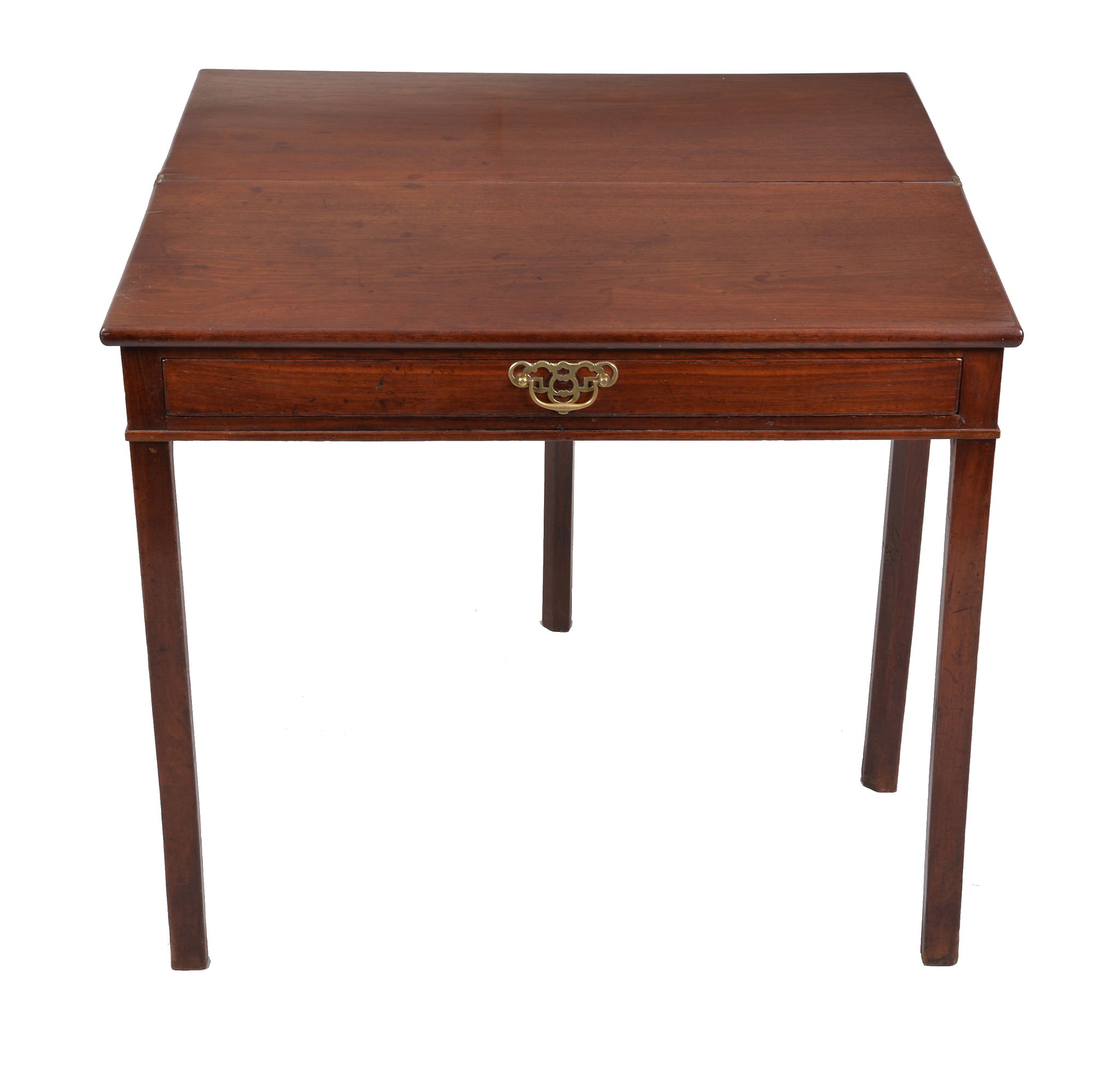 A George III mahogany tea table , circa 1760, with single frieze drawer and chamfered supports - Image 2 of 2