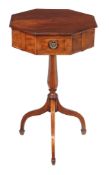 A George III mahogany octagonal occasional table , circa 1800, the moulded top above four small