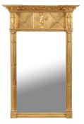 A Regency giltwood and composition pier mirror , circa 1815, with later bevelled mirror plate