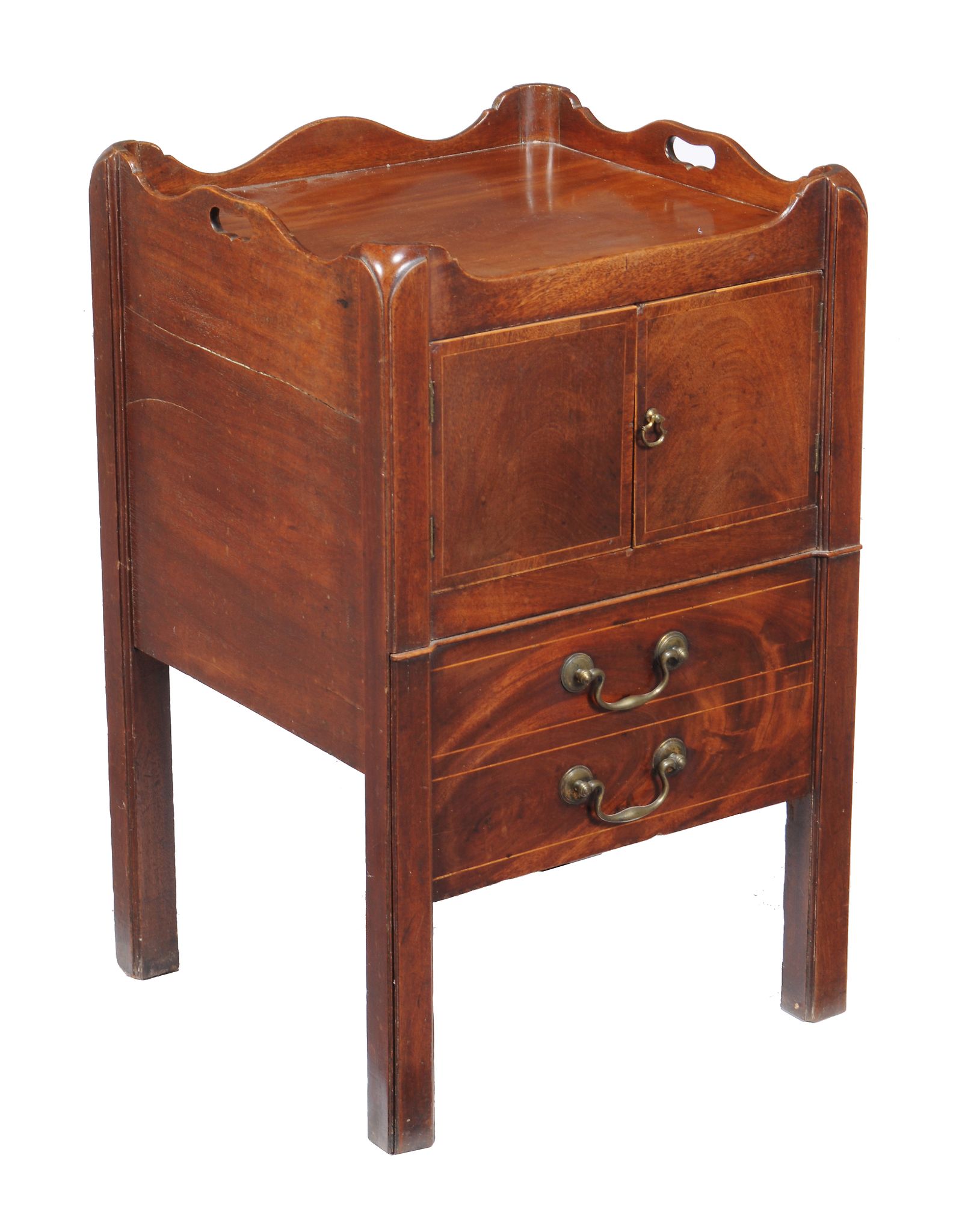 Two similar George III mahogany bedside commodes , circa 1780, each with tray top above cupboard - Image 2 of 2