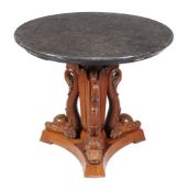 A walnut and fossilised black marble mounted centre table in Louis Philippe style , early 20th