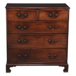 A George III mahogany chest of drawers, circa 1780, with two long and three short drawers, 111cm