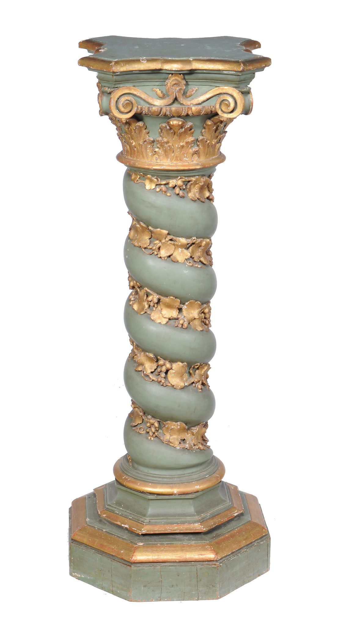 Italianate Column An Italianate green painted and parcel gilt pedestal column , late 19th ...