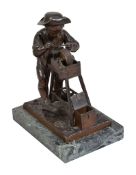 Charles-Louis Menn, (Swedish 1822 ~ 1894), a patinated bronze model of a boy sharpening a knife,