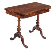 Ω An early-Victorian rosewood folding card table , circa 1840, in the manner of Gillows, 75cm high,