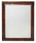 A walnut cushion framed wall mirror , 17th century and later elements, 77cm high, 62cm wide