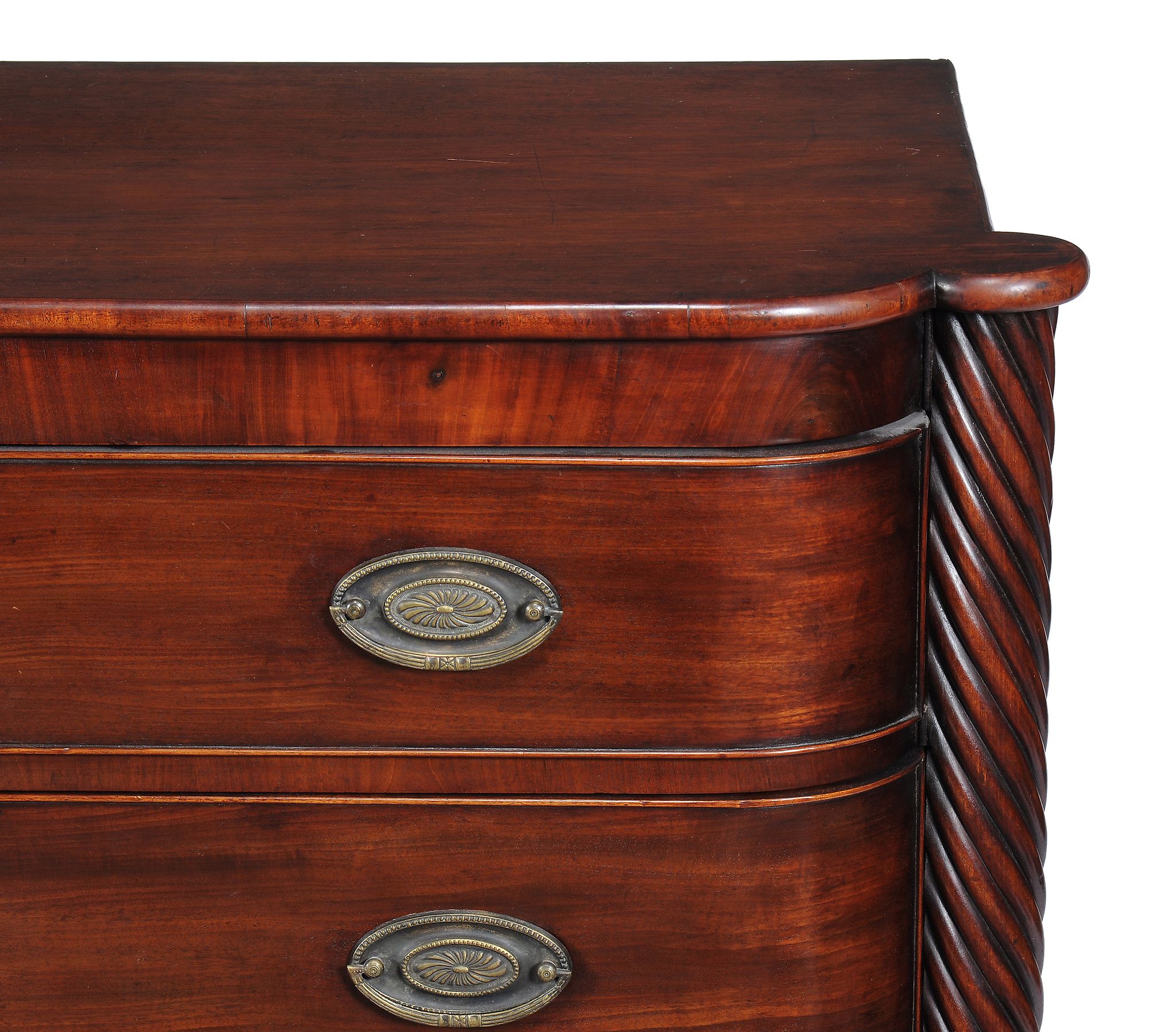 A George IV mahogany chest of drawers, circa 1825, the drawers flanked by spiral turned pilasters, - Image 2 of 2