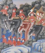 Burmese School , a set of five, pigment on paper, 20th century, depicting princely and colonial