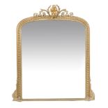 A Victorian giltwood and composition overmantel wall mirror , circa 1870, with cherub to the