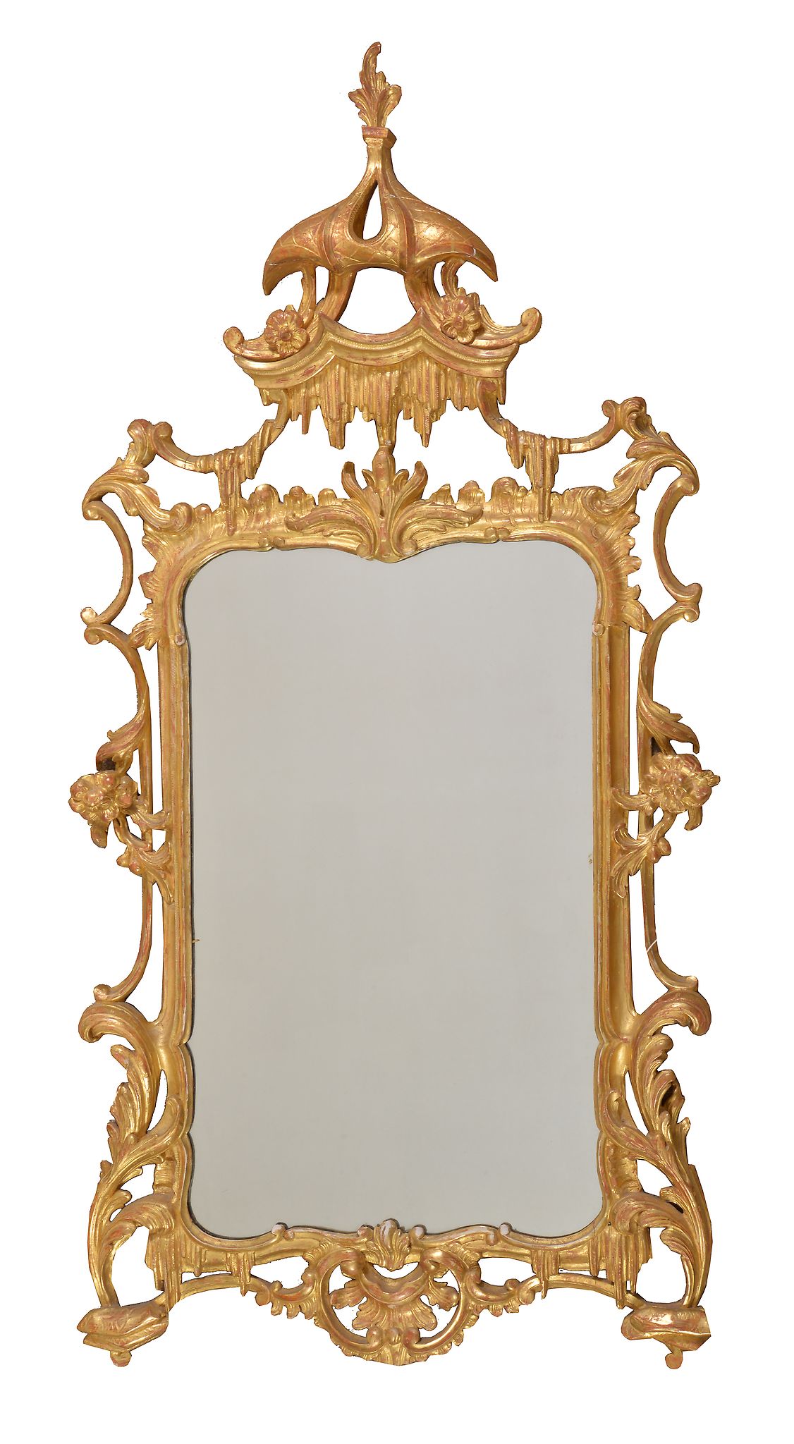 A pair of giltwood and composition wall mirrors in George III style, 20th century, after the manner