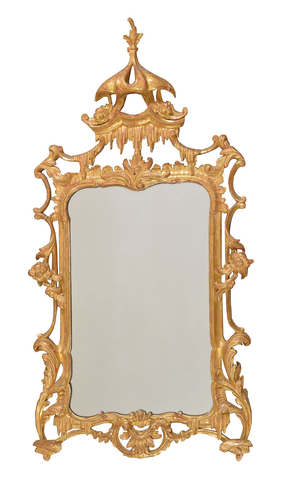 A pair of giltwood and composition wall mirrors in George III style, 20th century, after the manner - Image 4 of 5