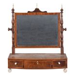 Ω A late George III mahogany and ivory mounted platform dressing mirror, circa 1810, 62cm high,