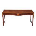 A mahogany and inlaid serving table , circa 1790 and later, of serpentine outline, 84cm high, 184cm