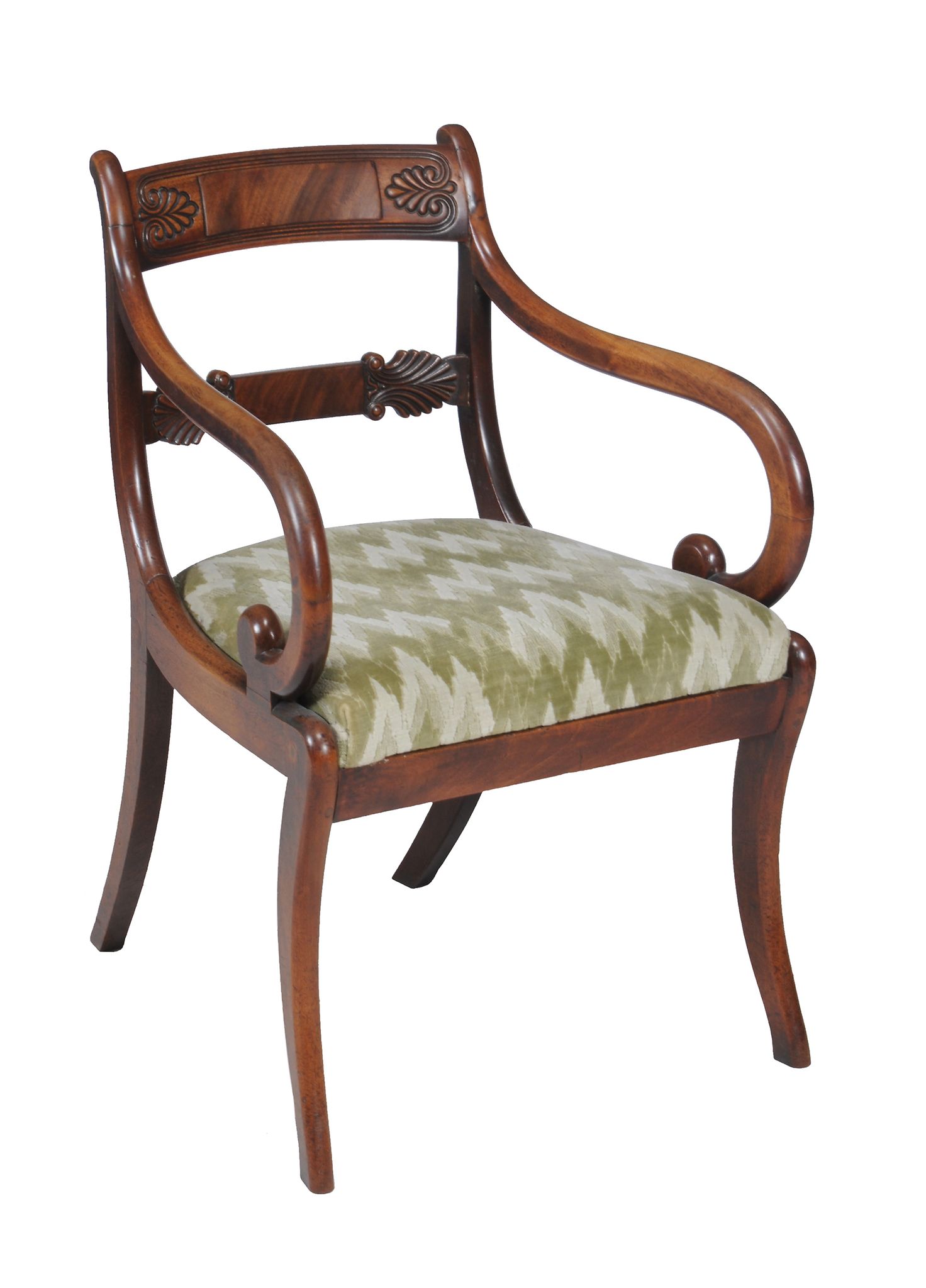 A set of six late Regency mahogany dining chairs, circa 1820, to include a pair of armchairs, each - Image 2 of 2