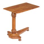 A Victorian pitch pine reading table , circa 1875, the rectangular top with moulded edge on a