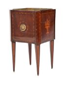 A Dutch mahogany and marquetry inlaid jardiniere , first half 19th century, of square section, with