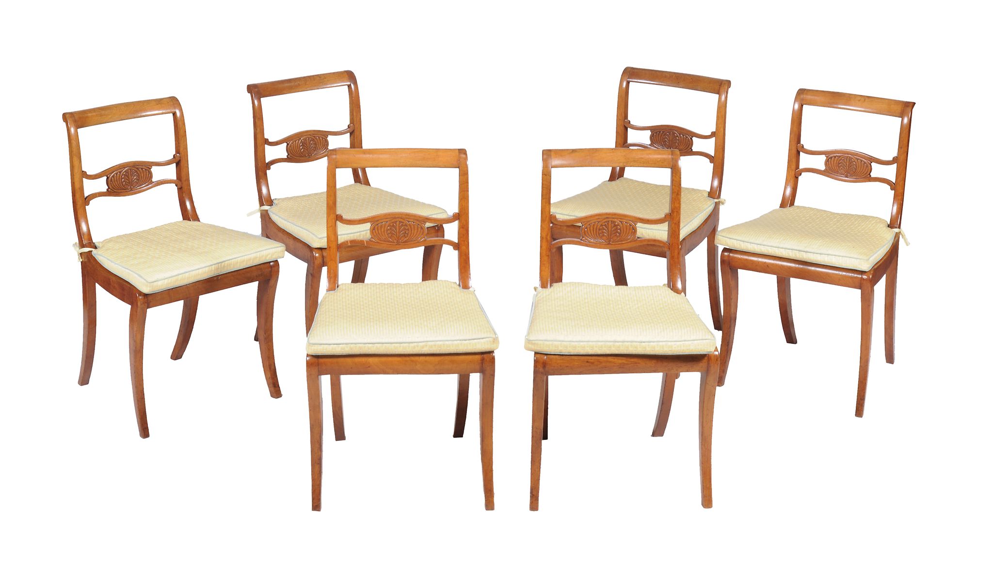 A set of twelve hardwood dining chairs , in Regency style, 19th century, each shaped rectangular - Image 2 of 3