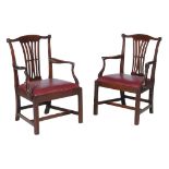A pair of George III mahogany armchairs , circa 1780, probably Northern England, each 97cm high,