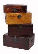 Four Chinese leather mounted chests , late 19th/ early 20th century, probably Tijuan province, of