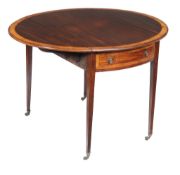 A George III mahogany and satinwood banded Pembroke table , circa 1790, 73cm high, 107cm wide (